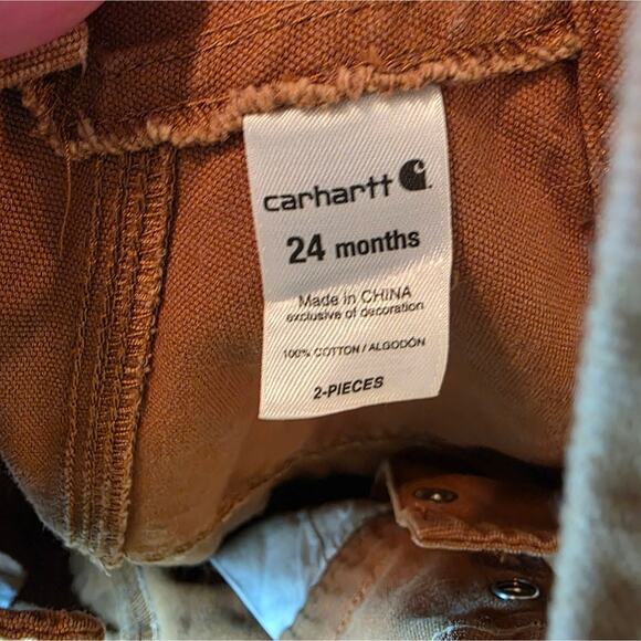Carhartt Tan Overalls Coveralls Classic Workwear Style Size 24M Cute Chore Bibs - Picture 5 of 7